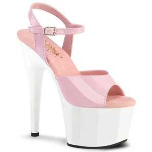 Adore-709 Baby Pink Pat/White, 7" Heels (Speed Heels)