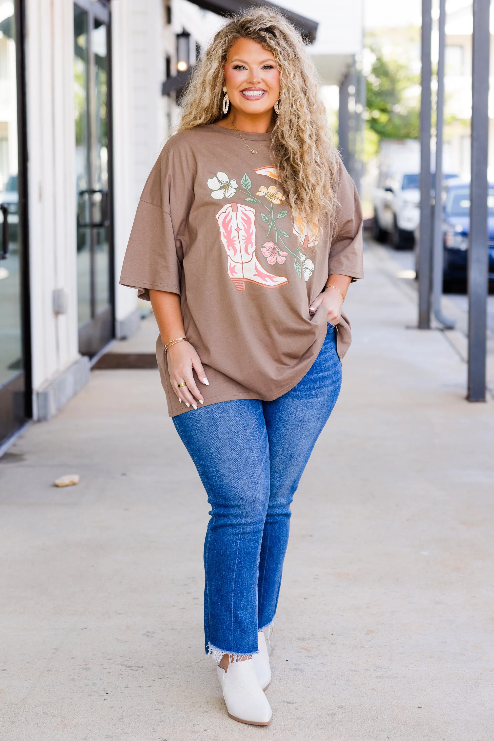 All About the Boots Boyfriend Tee, Espresso