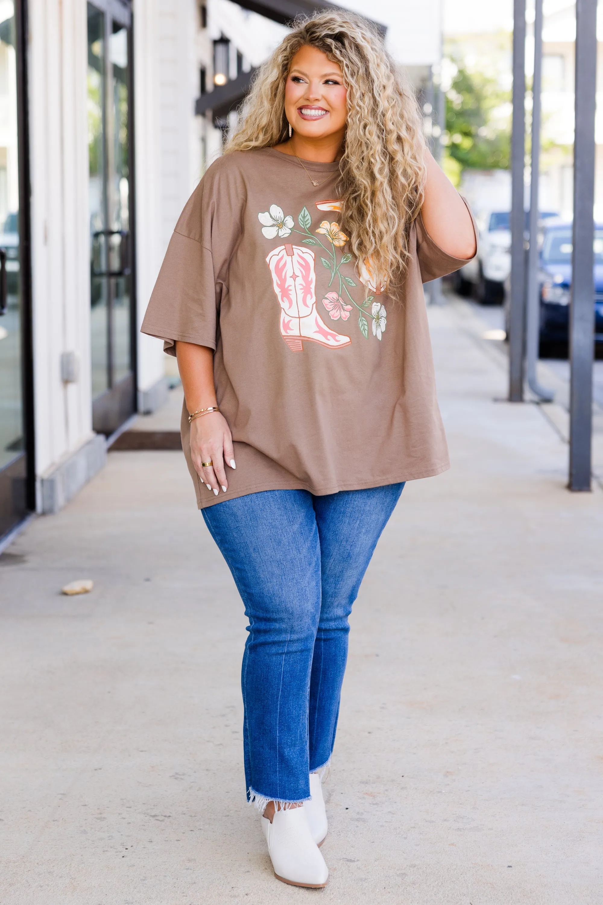 All About the Boots Boyfriend Tee, Espresso