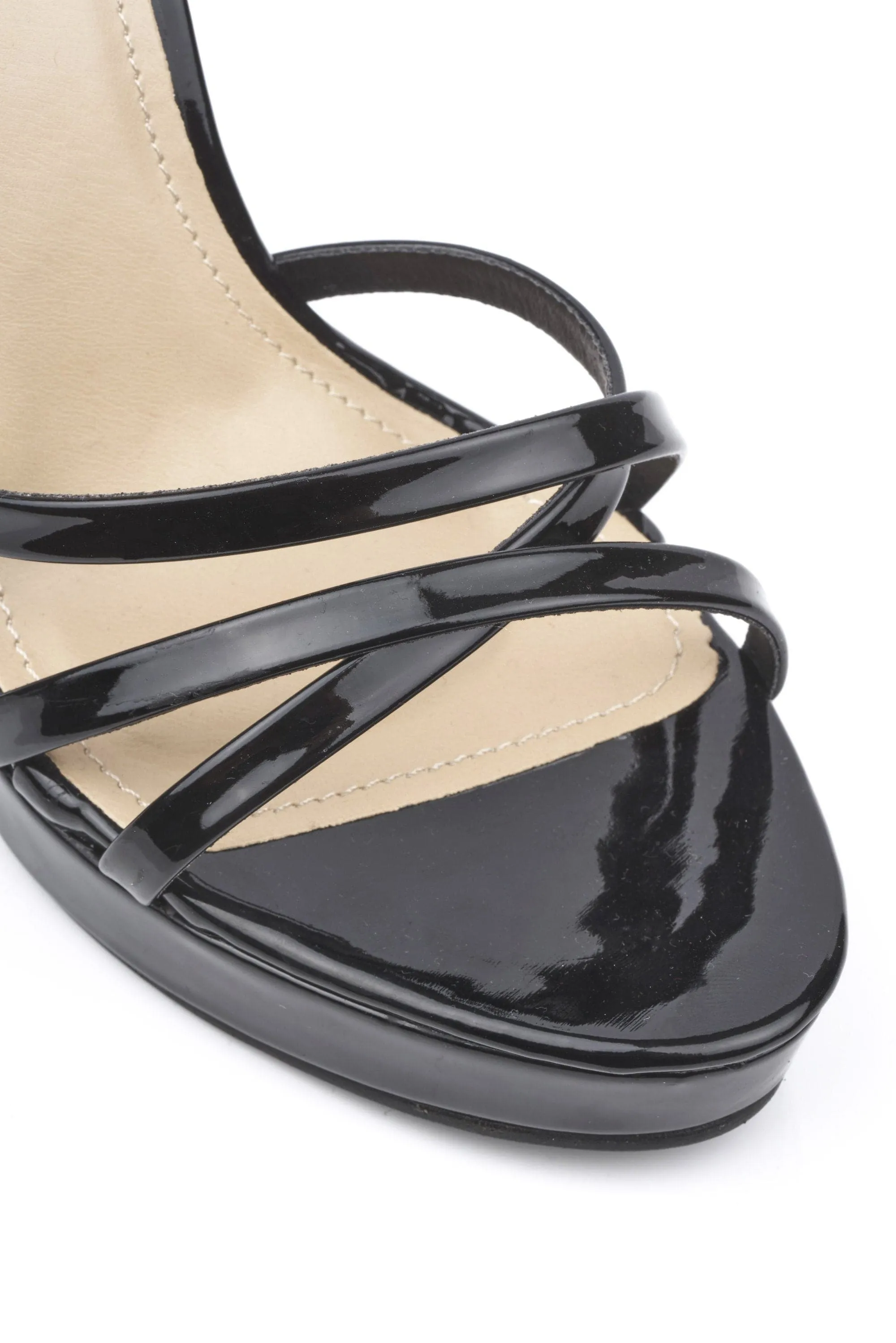 Amelia Crossover Strap Platform Sandal in Black Patent