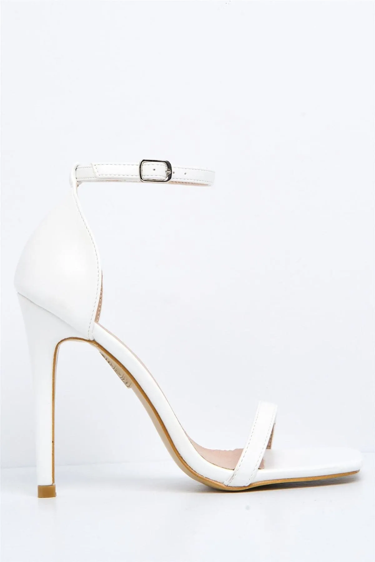 Aveena Ankle Strap Heels in White