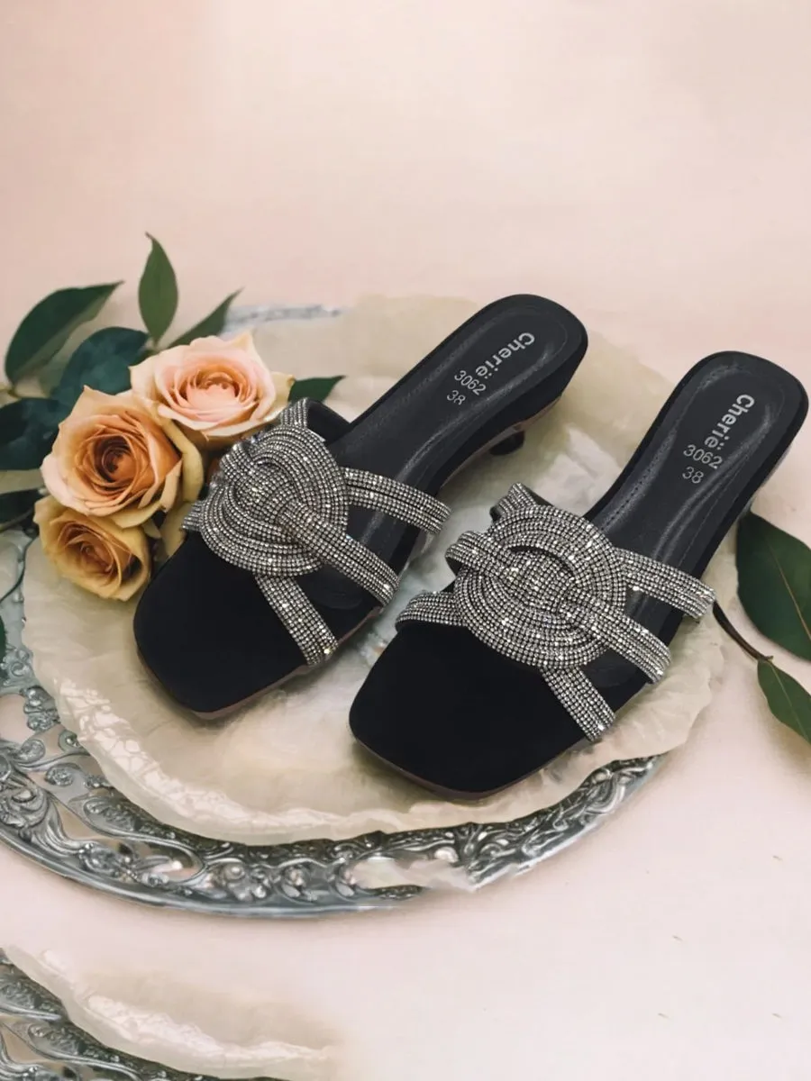 Black Fancy Slippers for women.