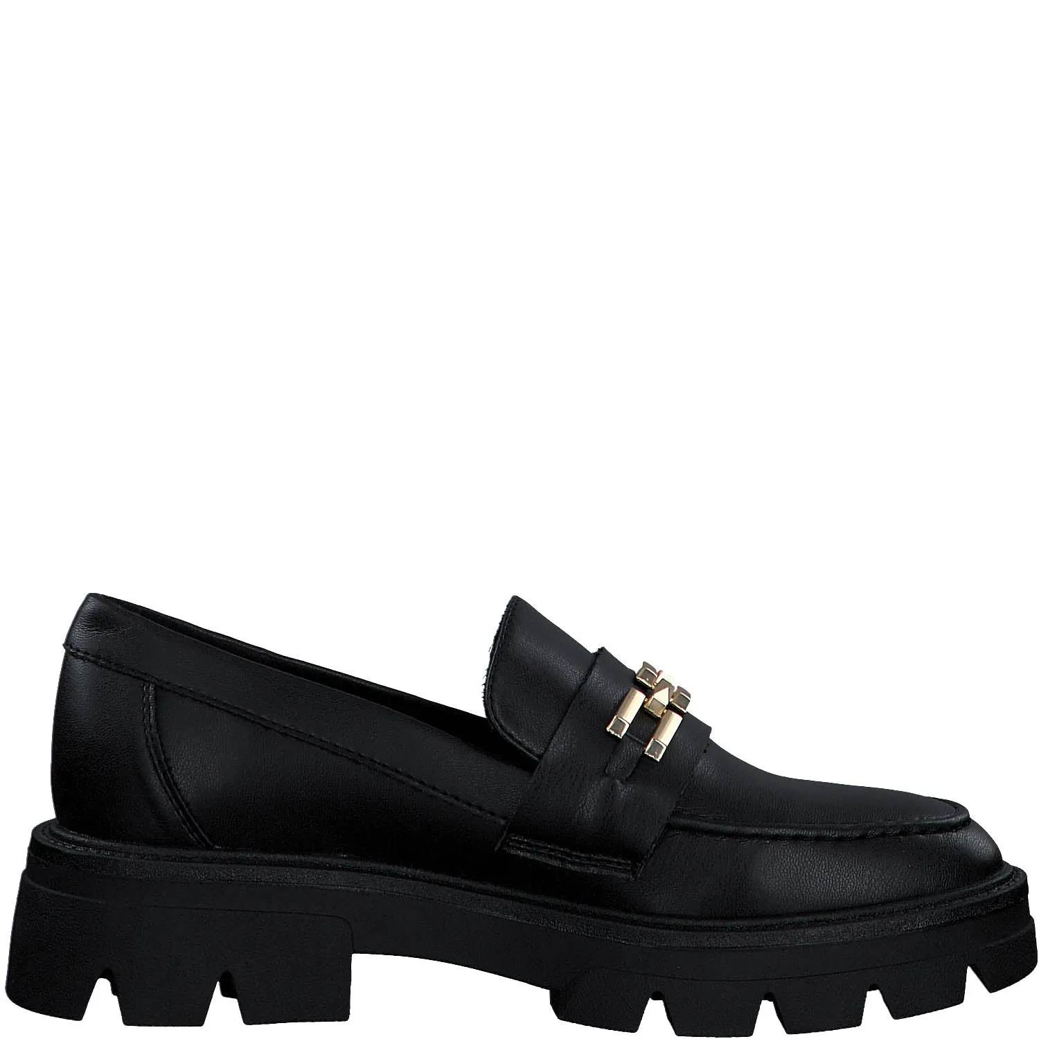 Black Loafer with Gold Chain Link by S. Oliver