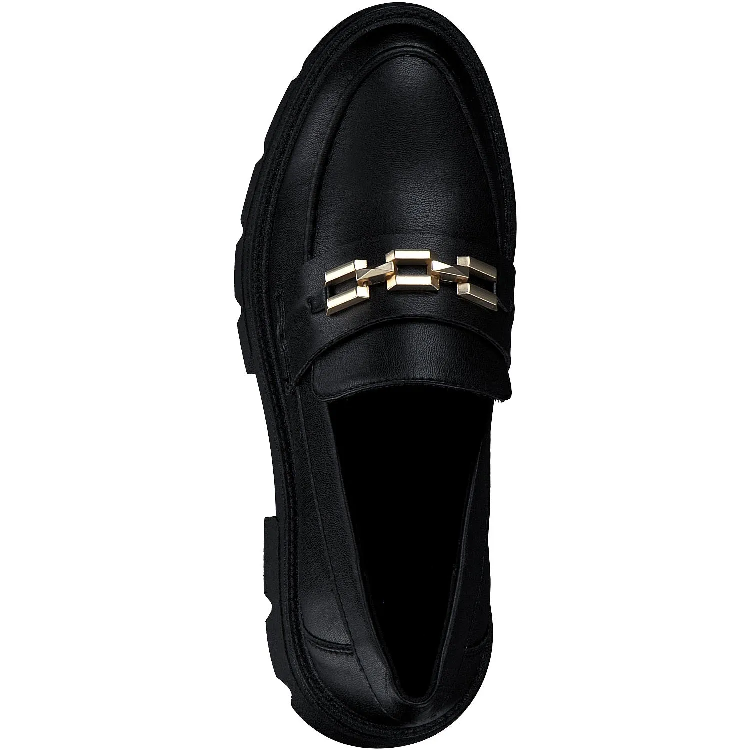 Black Loafer with Gold Chain Link by S. Oliver