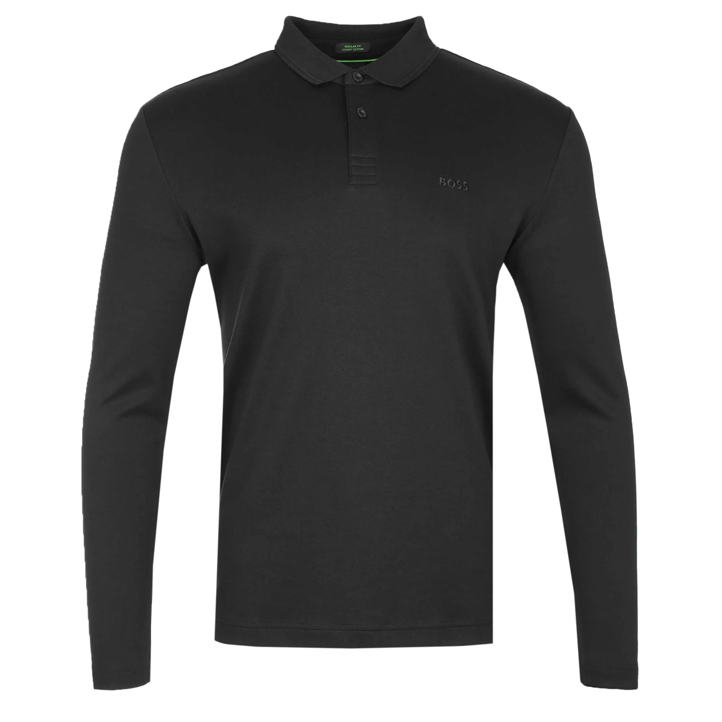 BOSS Pirol Long Sleeve Polo Shirt in Black