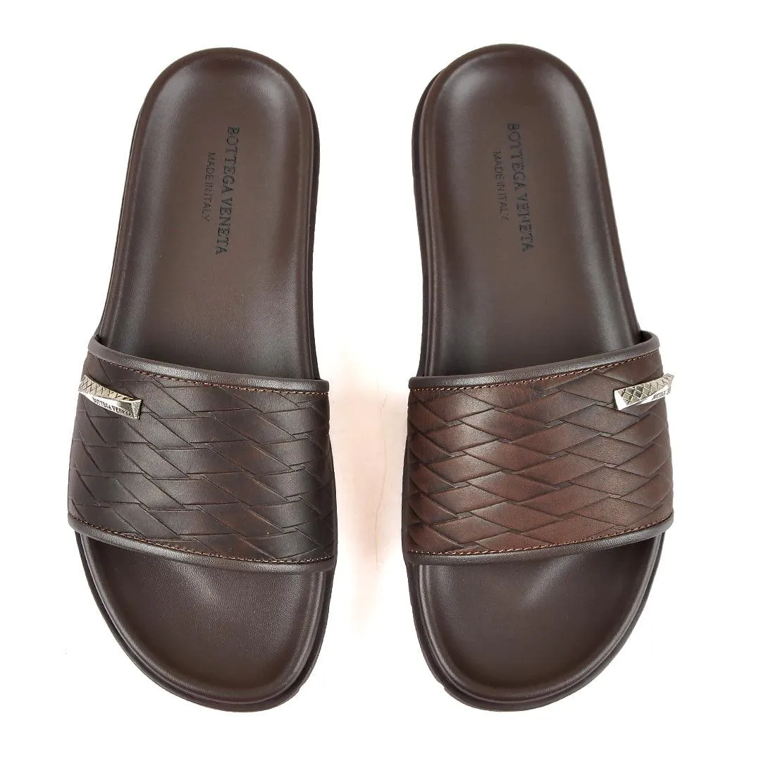 Bottega Veneta Coffee Synthetic Leather Daily Casual Slippers