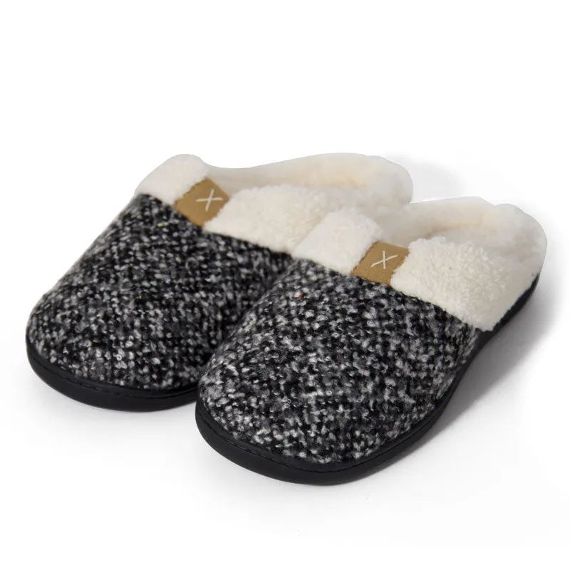 Bras & Honey Ladies Grace Slippers Memory Foam Mule, Grey Marl