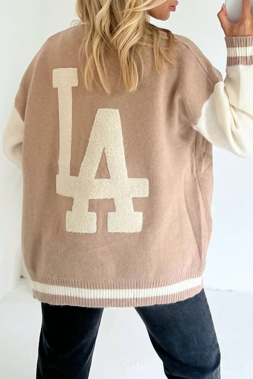 Brooklyn brown varsity cardigan