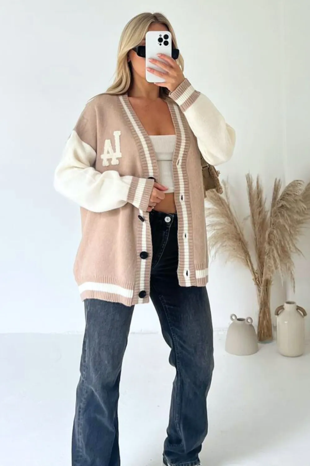 Brooklyn brown varsity cardigan