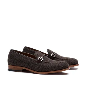 Brown Herringbone Tweed Horsebit Loafer