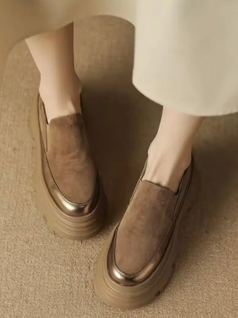 Brown slip on platform