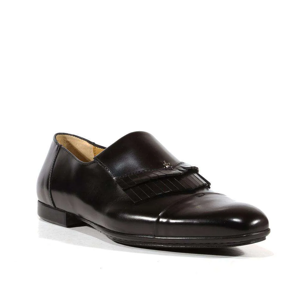 Cesare Paciotti Luxury Italian Men's Designer Shoes Baio Black Leather Loafers (CPM3109)