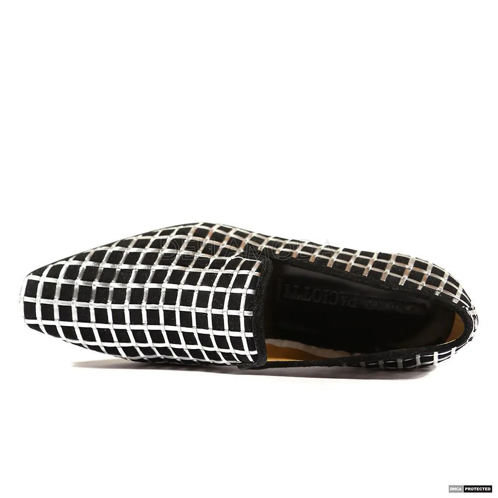 Cesare Paciotti Luxury Italian Men's Italian Black & Silver / Argento Cam Loafers (CPM4006)