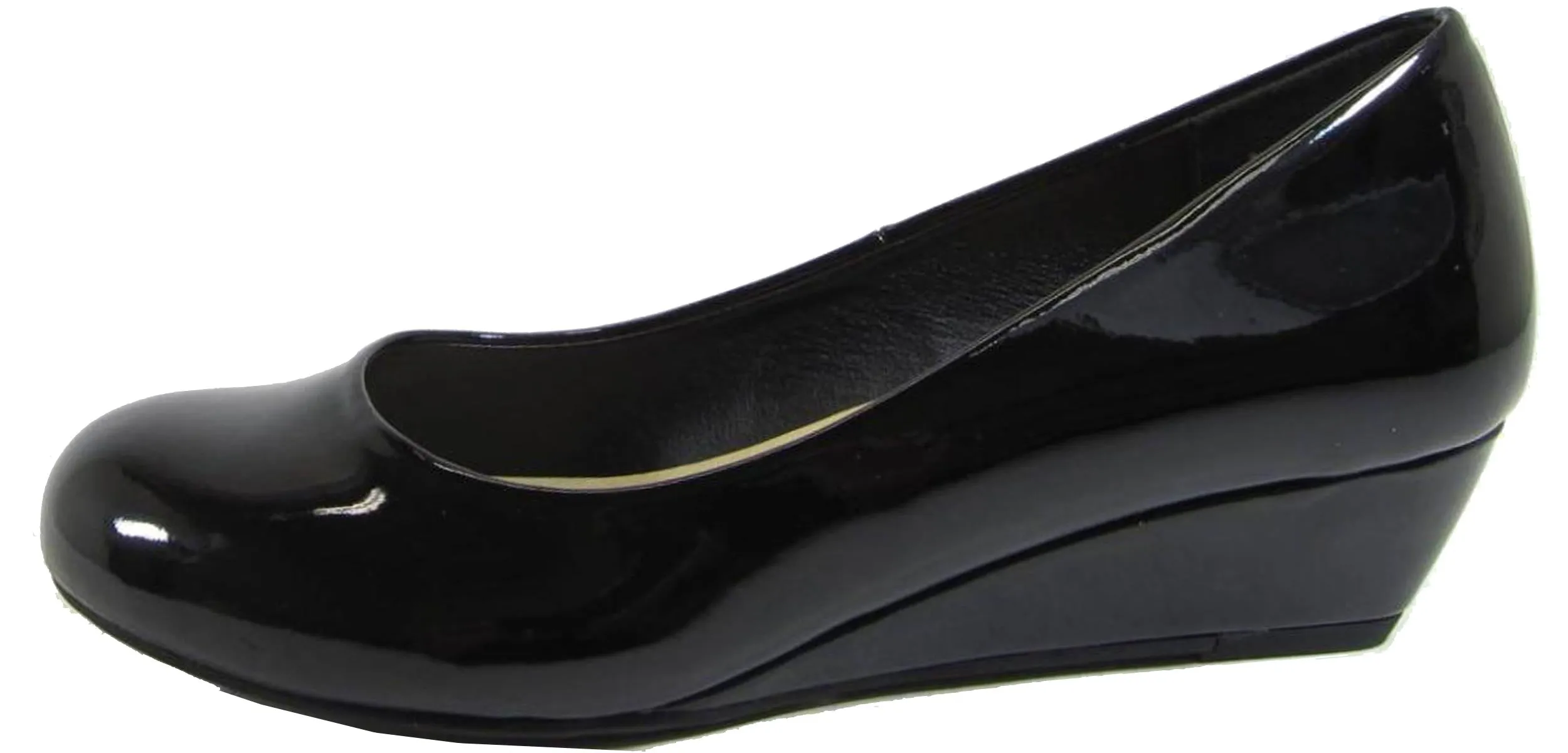 City Classified Women's Comfy Padded Insole Slip On Round Toe Wedge Pump