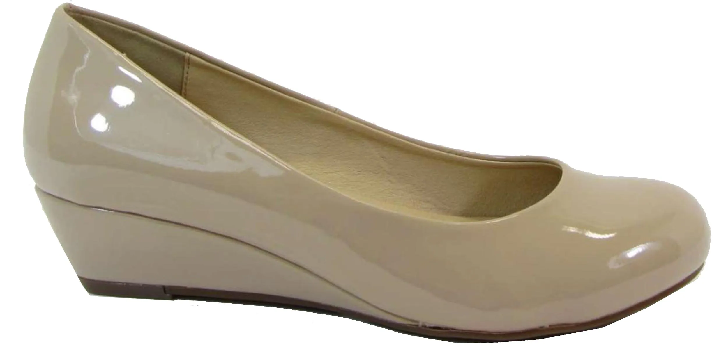 City Classified Women's Comfy Padded Insole Slip On Round Toe Wedge Pump