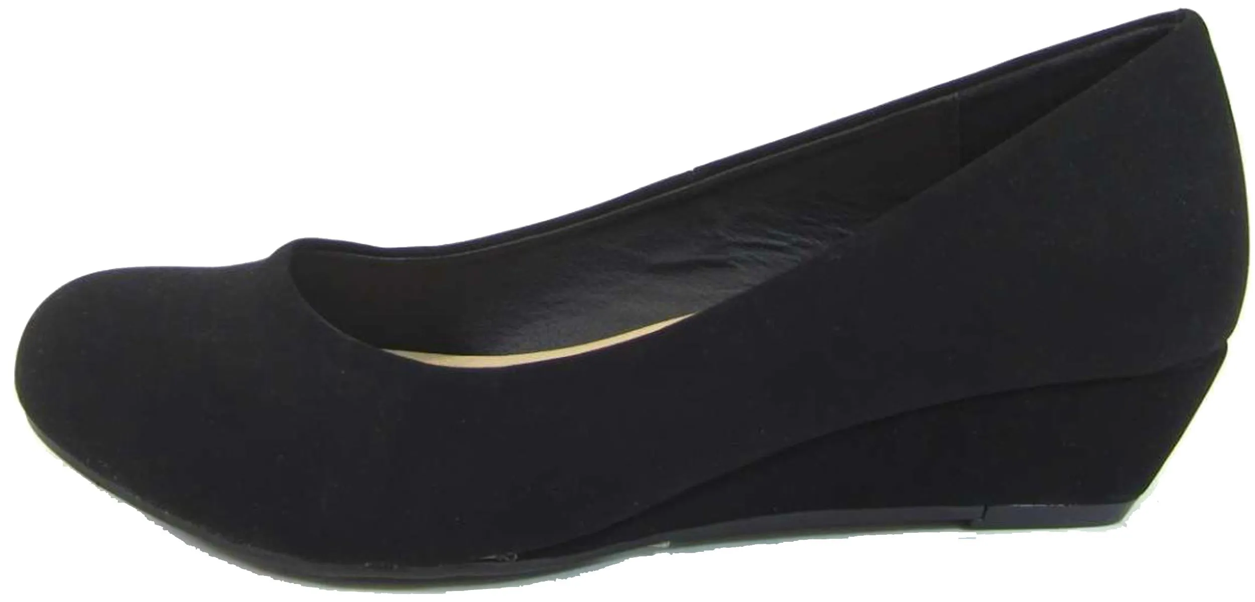 City Classified Women's Comfy Padded Insole Slip On Round Toe Wedge Pump