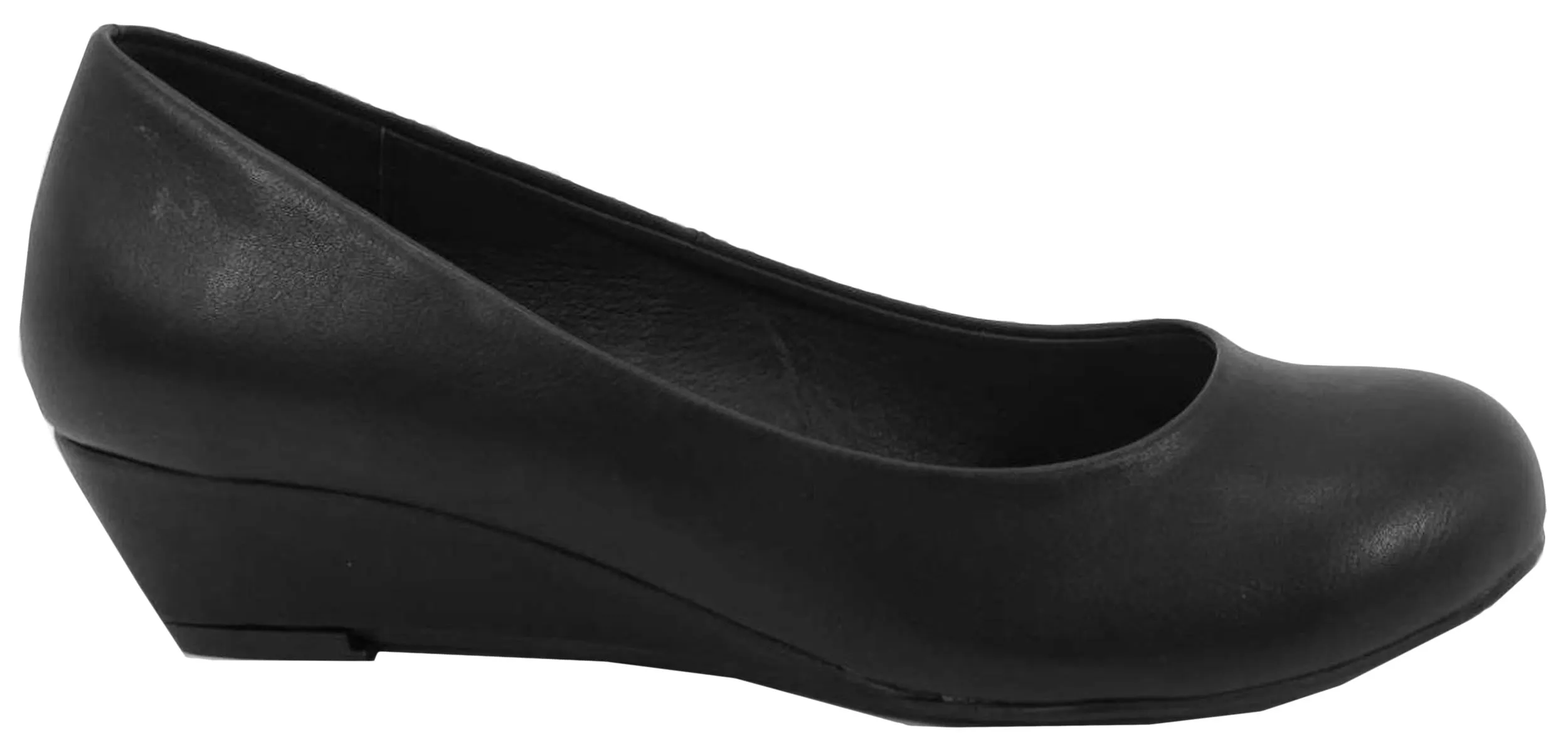 City Classified Women's Comfy Padded Insole Slip On Round Toe Wedge Pump