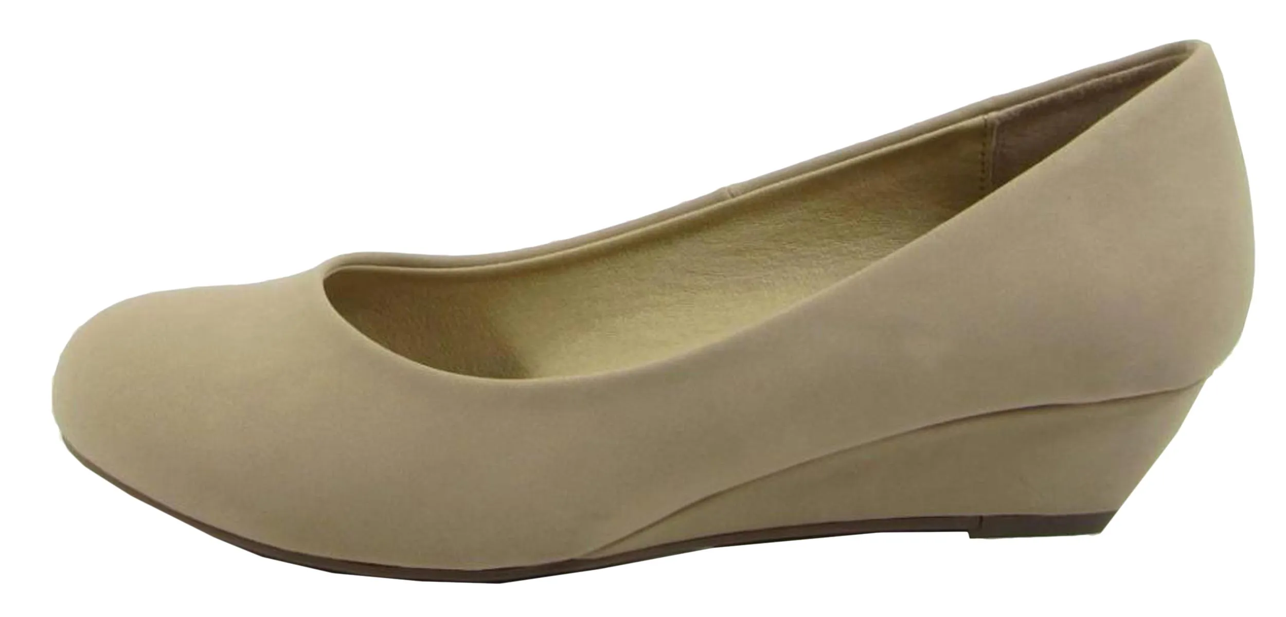 City Classified Women's Comfy Padded Insole Slip On Round Toe Wedge Pump