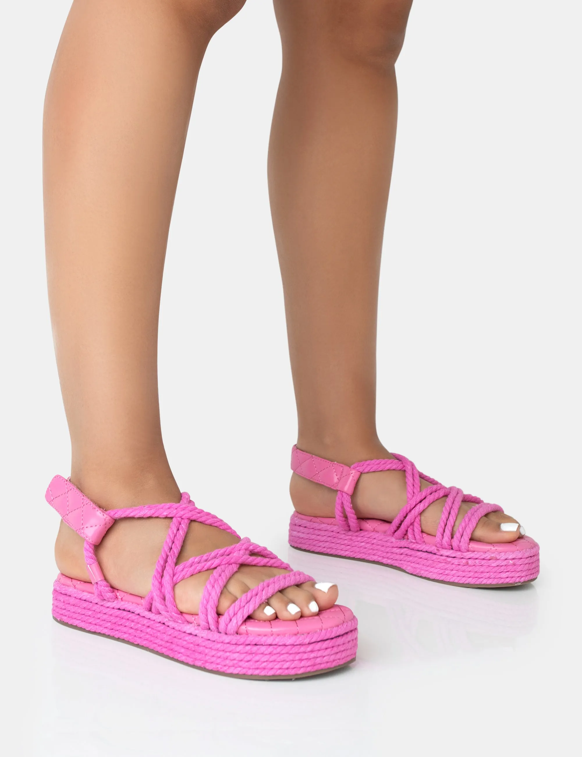 Duffy Pink Rope Flat Dad Sandals