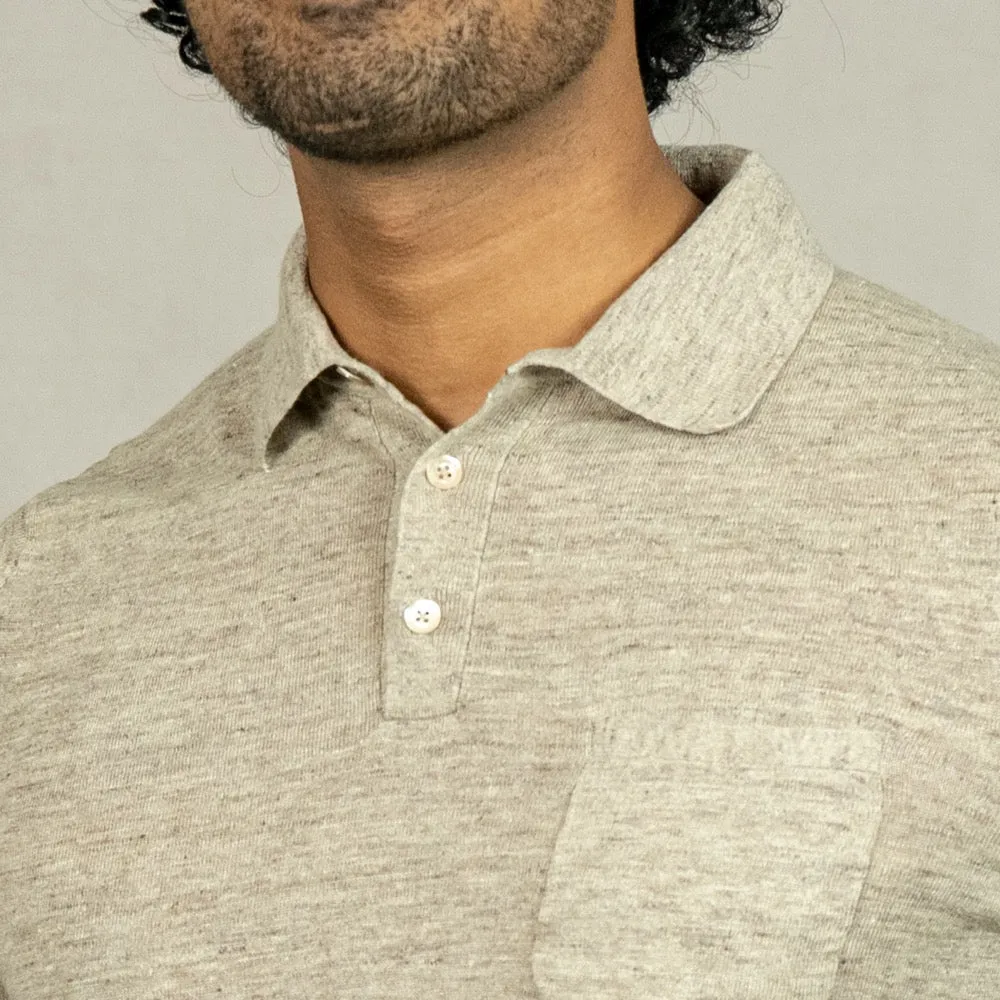 Ecru Linen-Cotton Polo Shirt