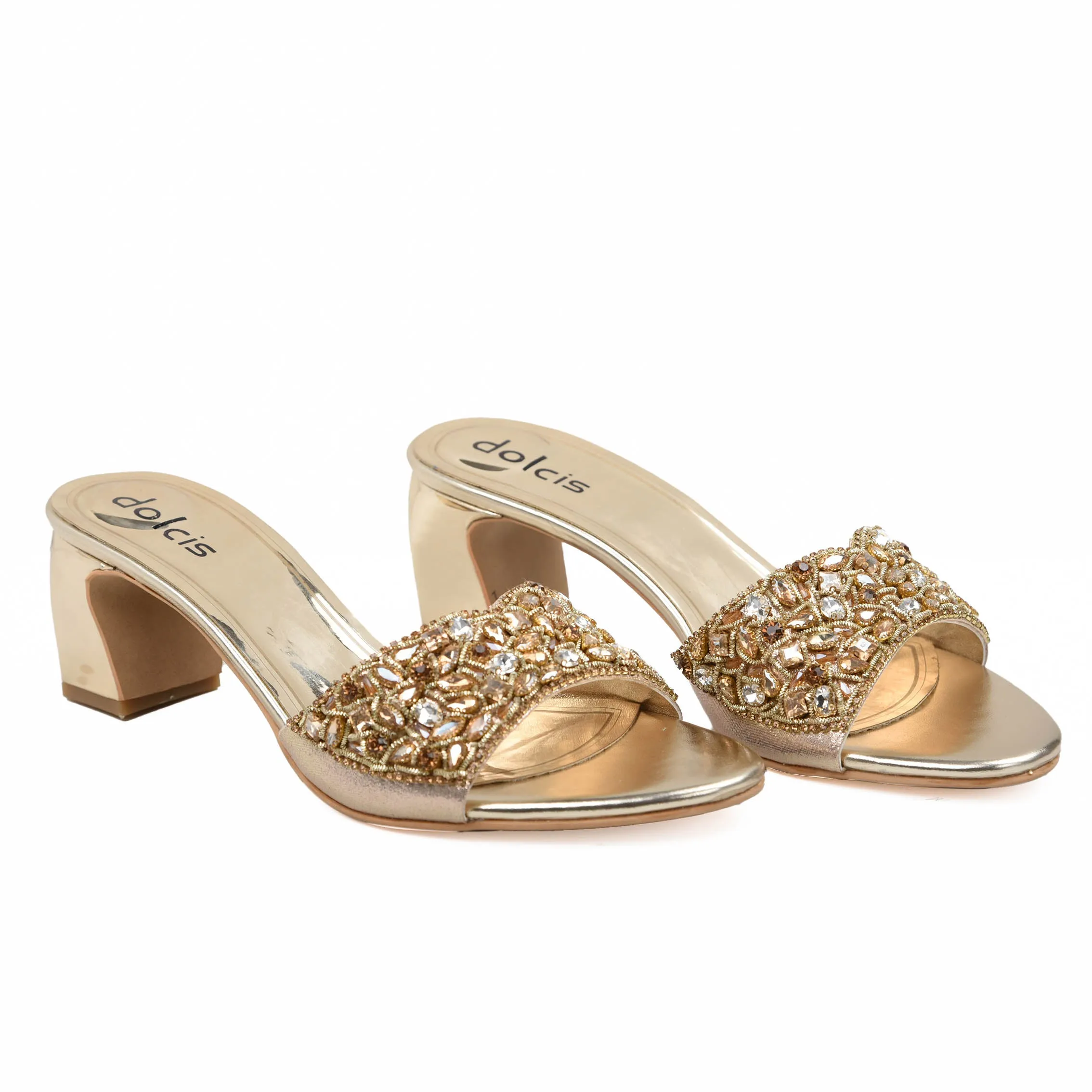 Elegant Gold Embellished Heels | 593H-X