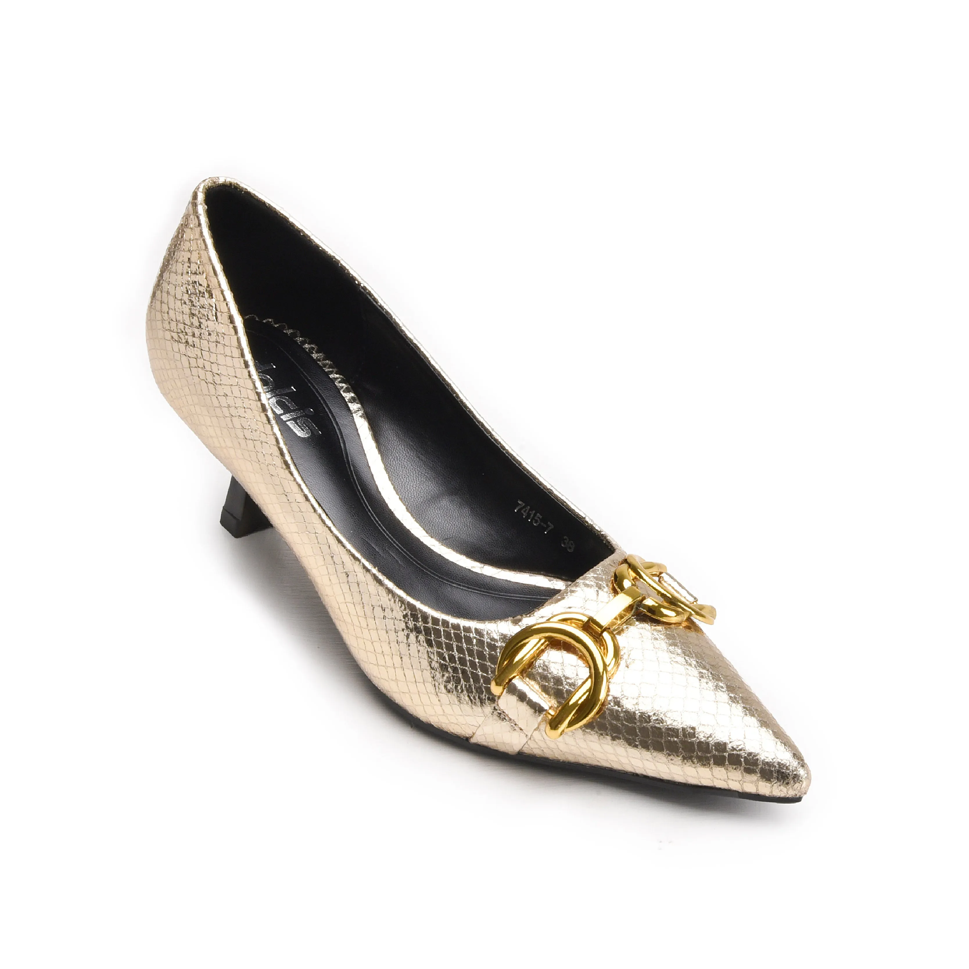 Elegant Gold Kitten Heel Pumps | 422N-X