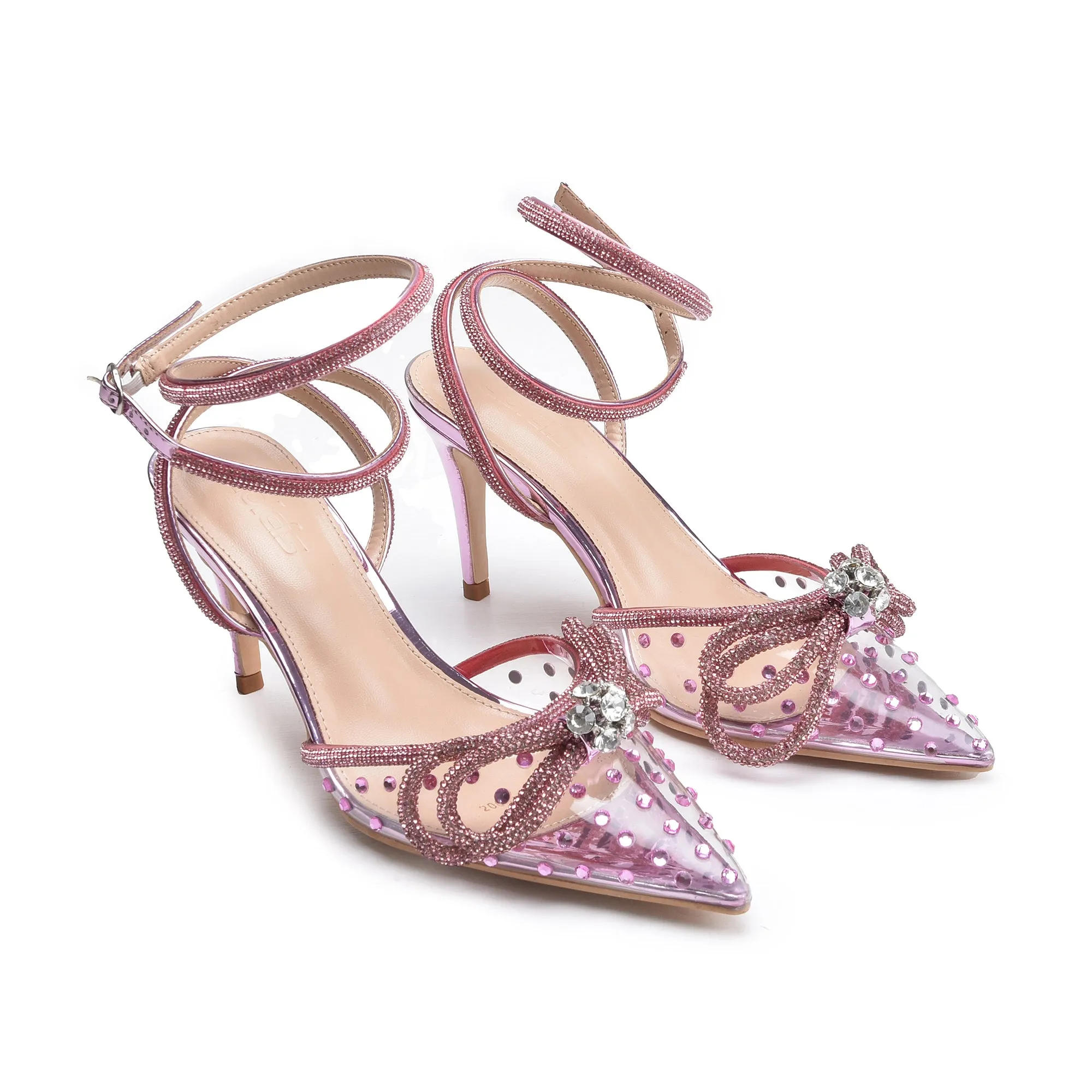 Elegant Pink Strappy High Heel Sandals | 422M-P