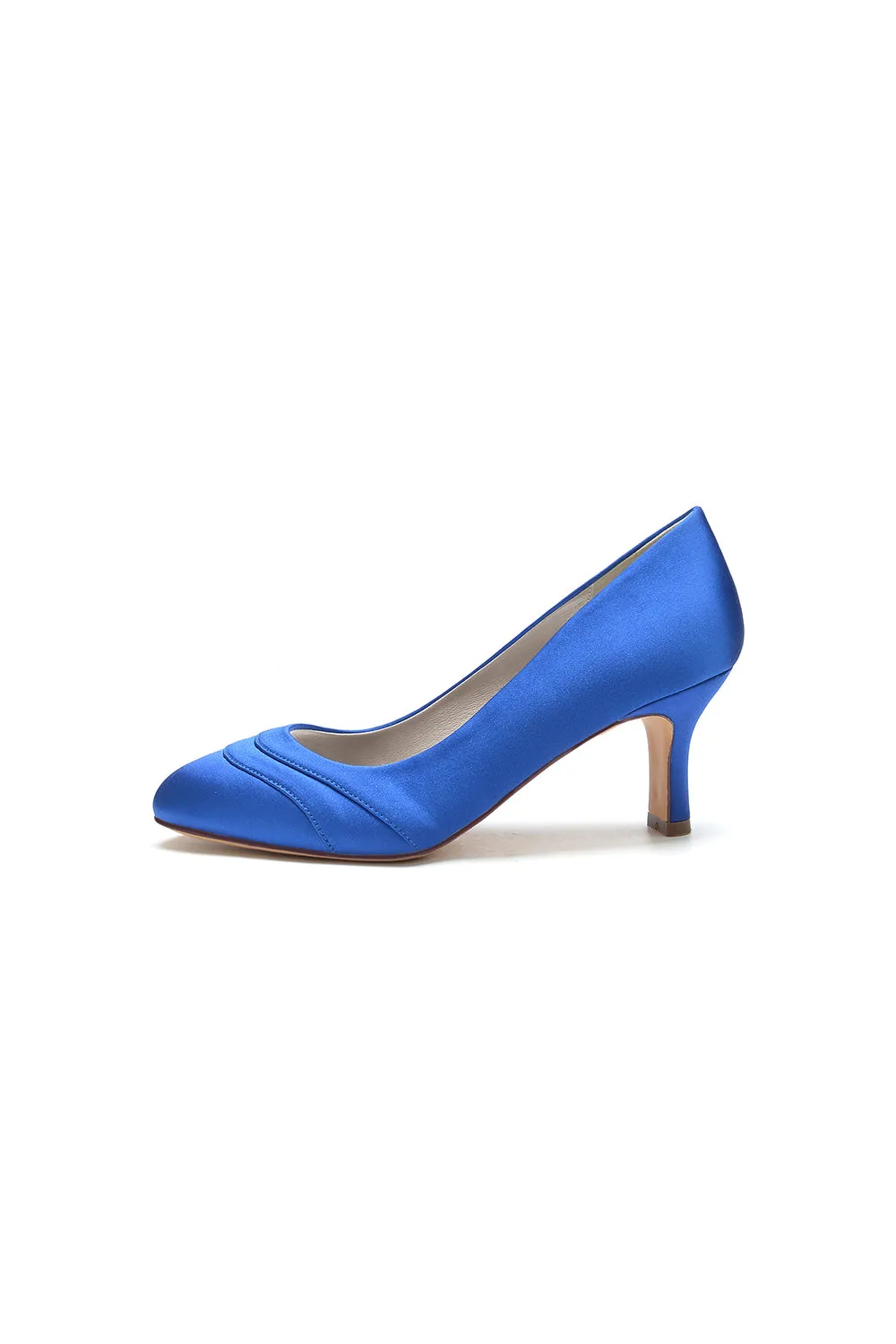 Elegant Royal Blue Satin Heels with Short Stiletto Heel