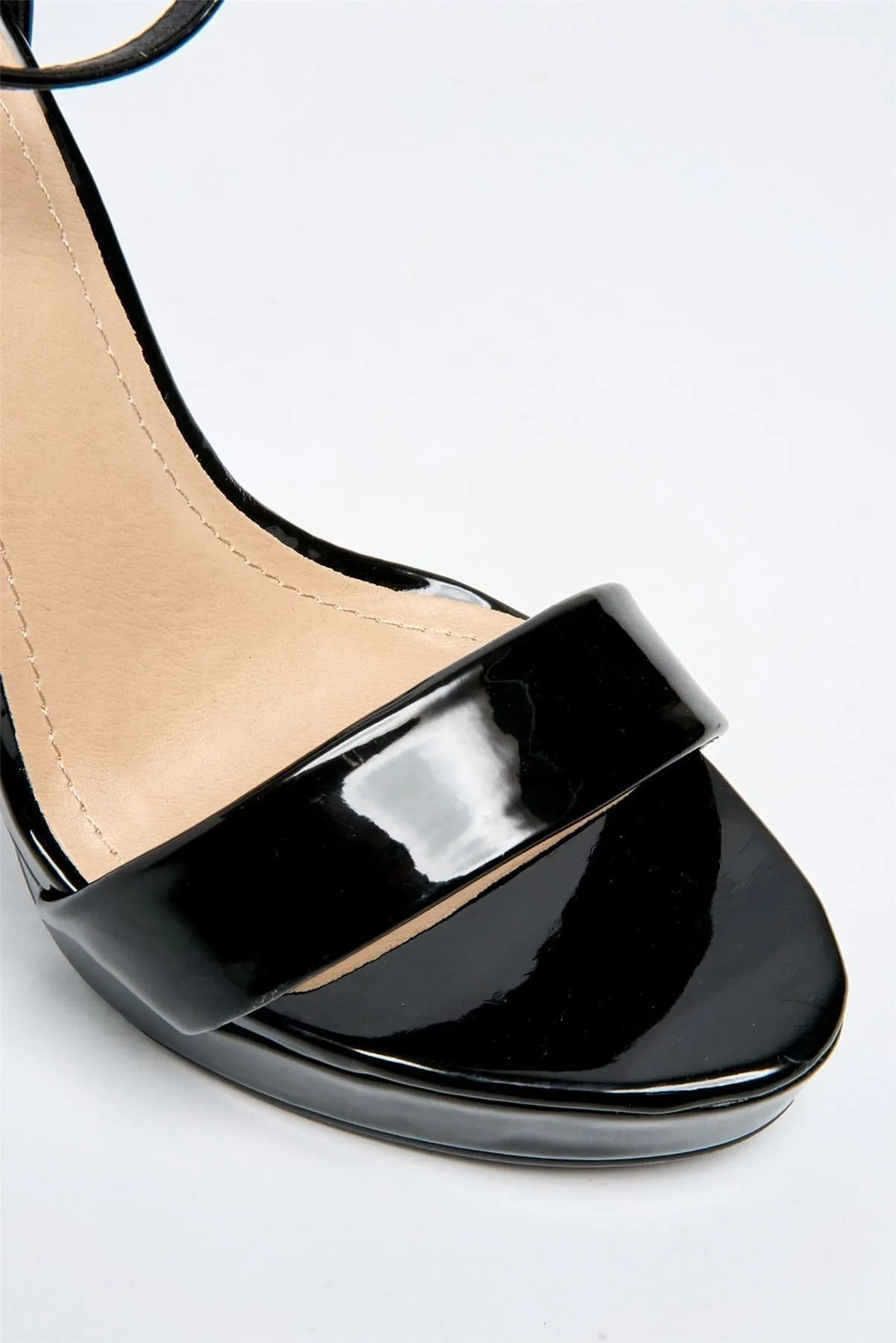 Ella Barely There Platform Sandal in Black Patent