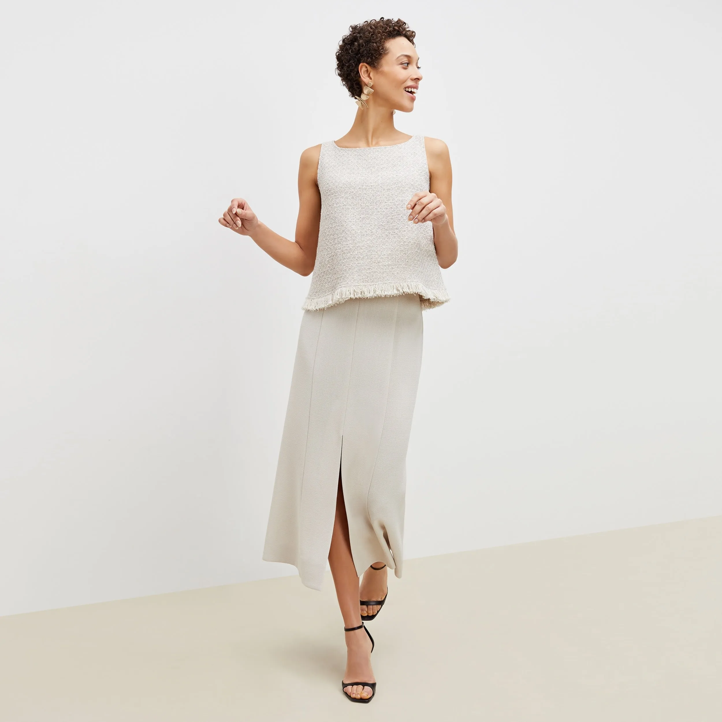 Eva Skirt - Textured Suiting :: Magnolia