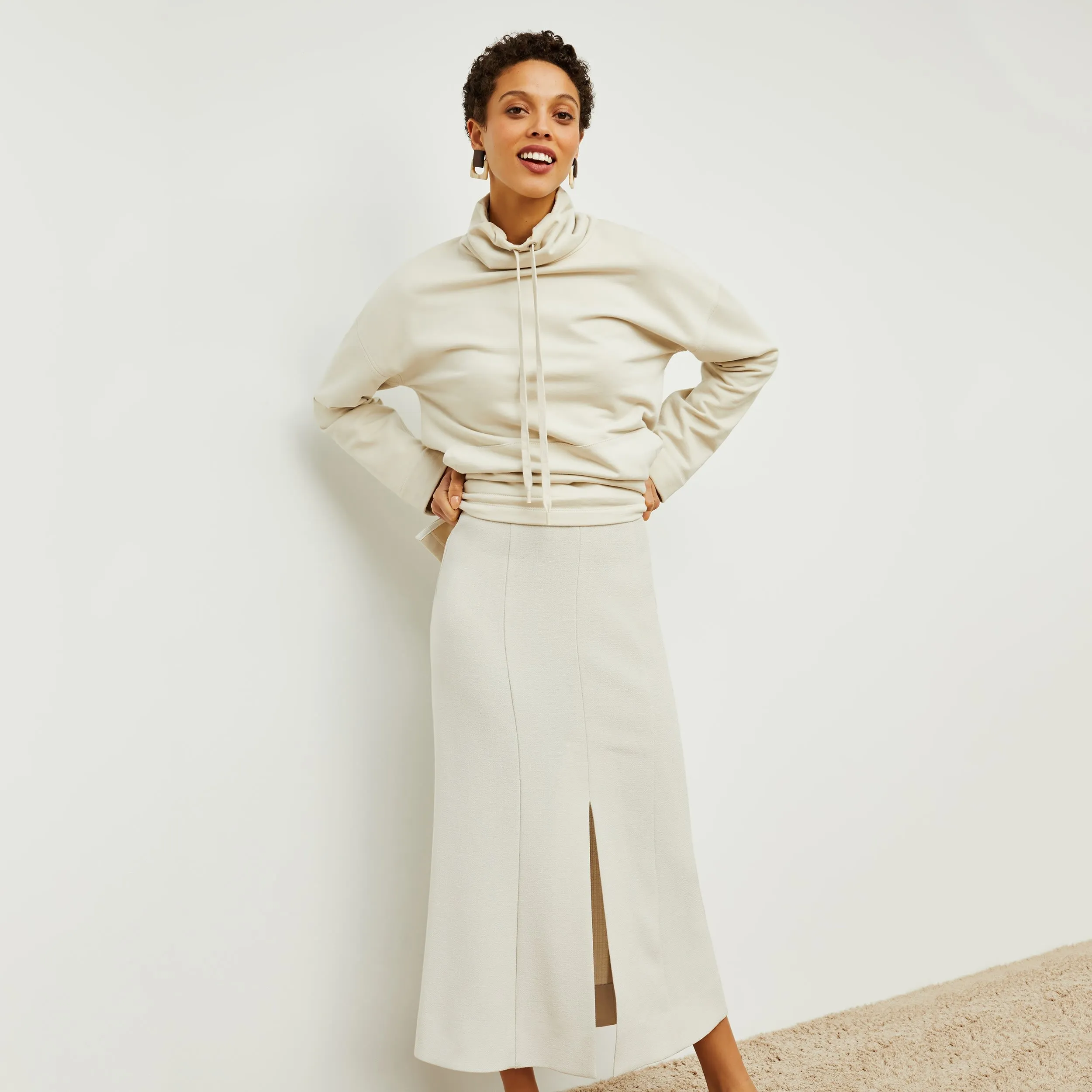 Eva Skirt - Textured Suiting :: Magnolia