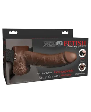 Fetish Fantasy Series 8" Hollow Rechargeable Strap On W/remote - Brown