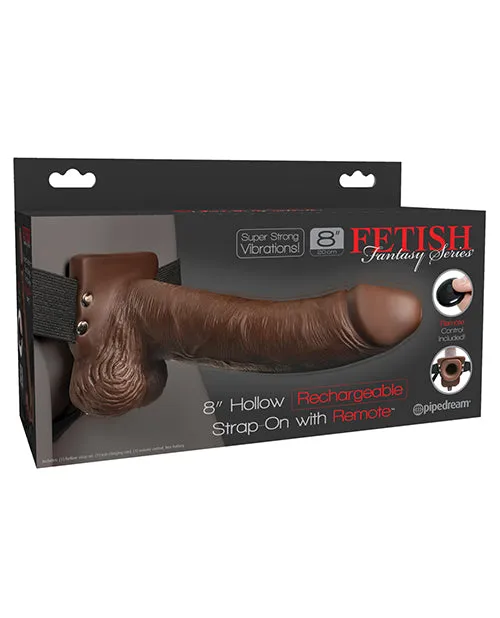 Fetish Fantasy Series 8" Hollow Rechargeable Strap On W/remote - Brown