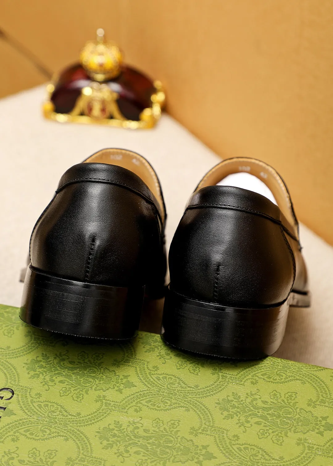 GG BLACK LEATHER AND CANVAS MAXI LOAFERS