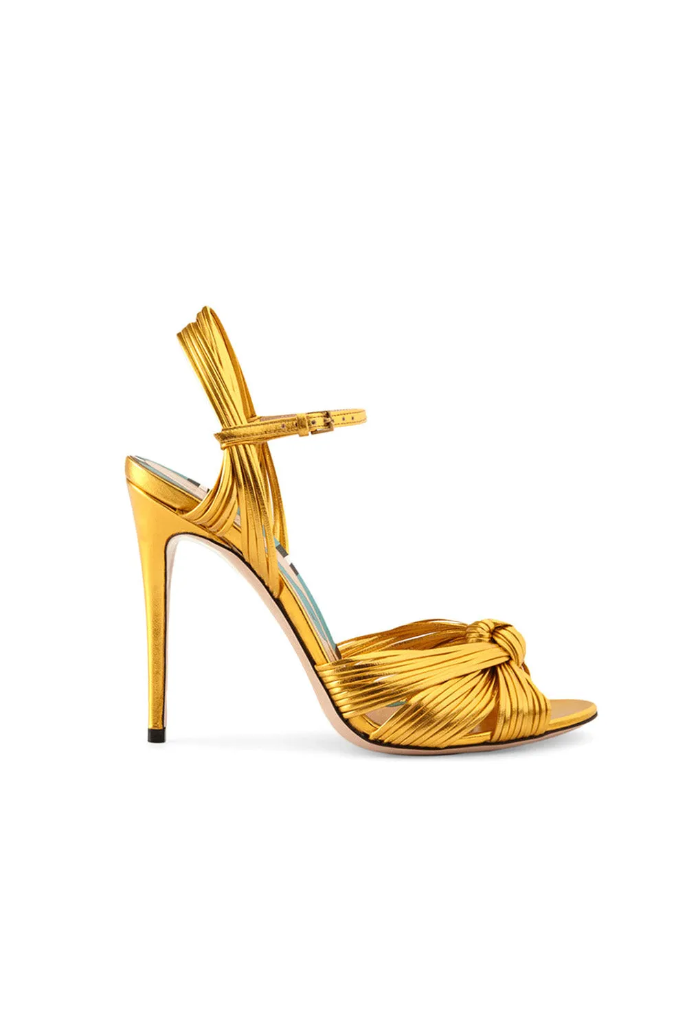 Gold Knotted Stiletto High Heel Sandals