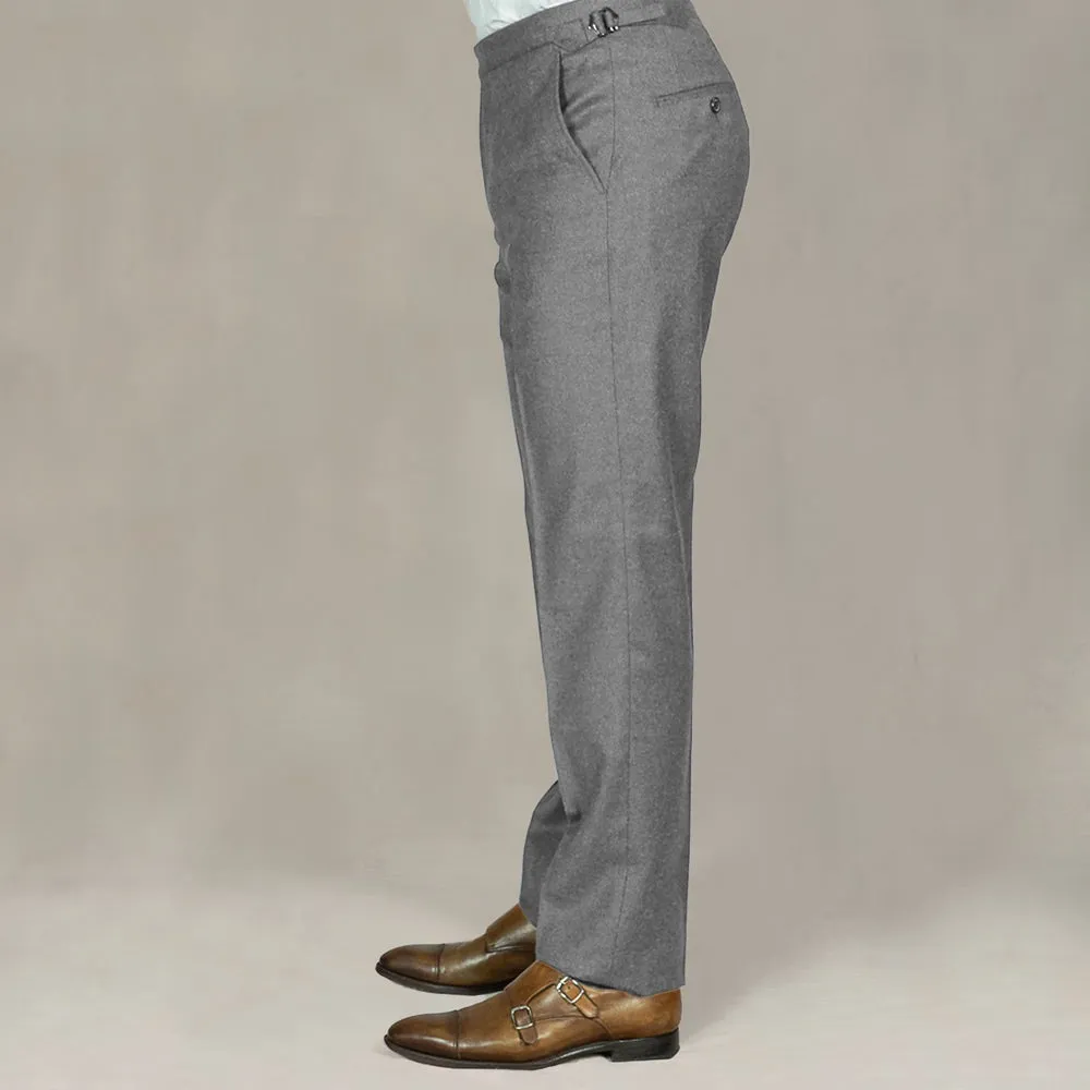 Grey Loro Piana Wool-Cashmere Flannel Trousers