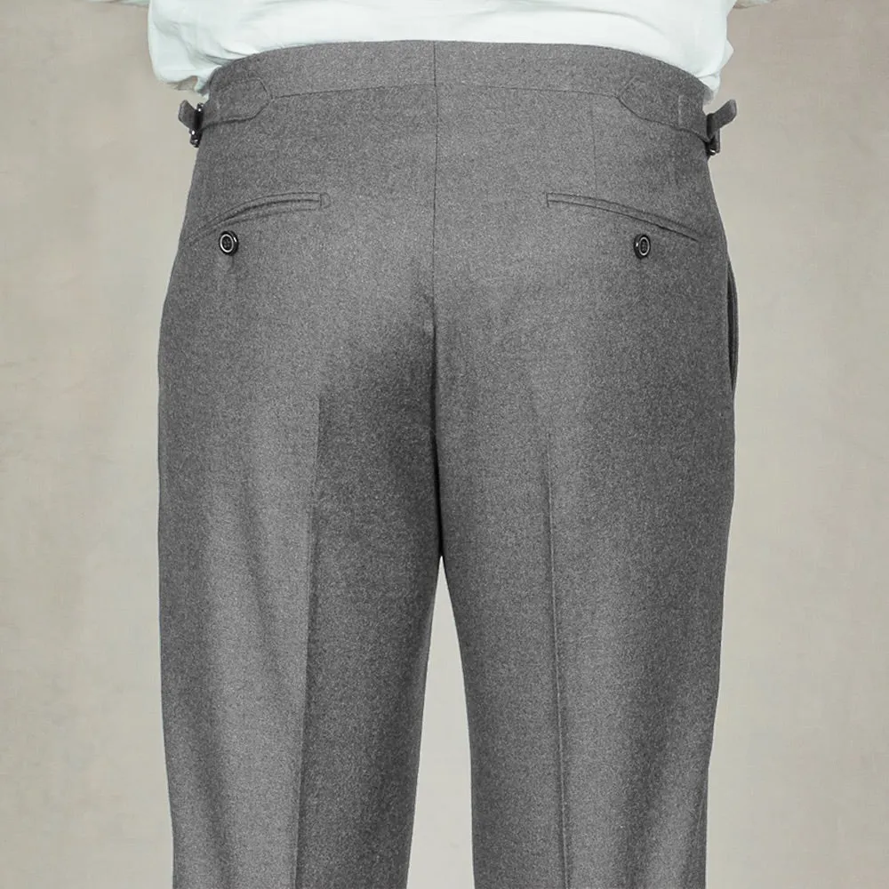 Grey Loro Piana Wool-Cashmere Flannel Trousers