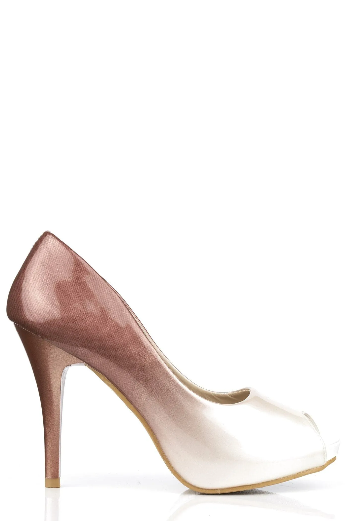 HoneyHoney Two Tone Peeptoe Court Shoe in Beige