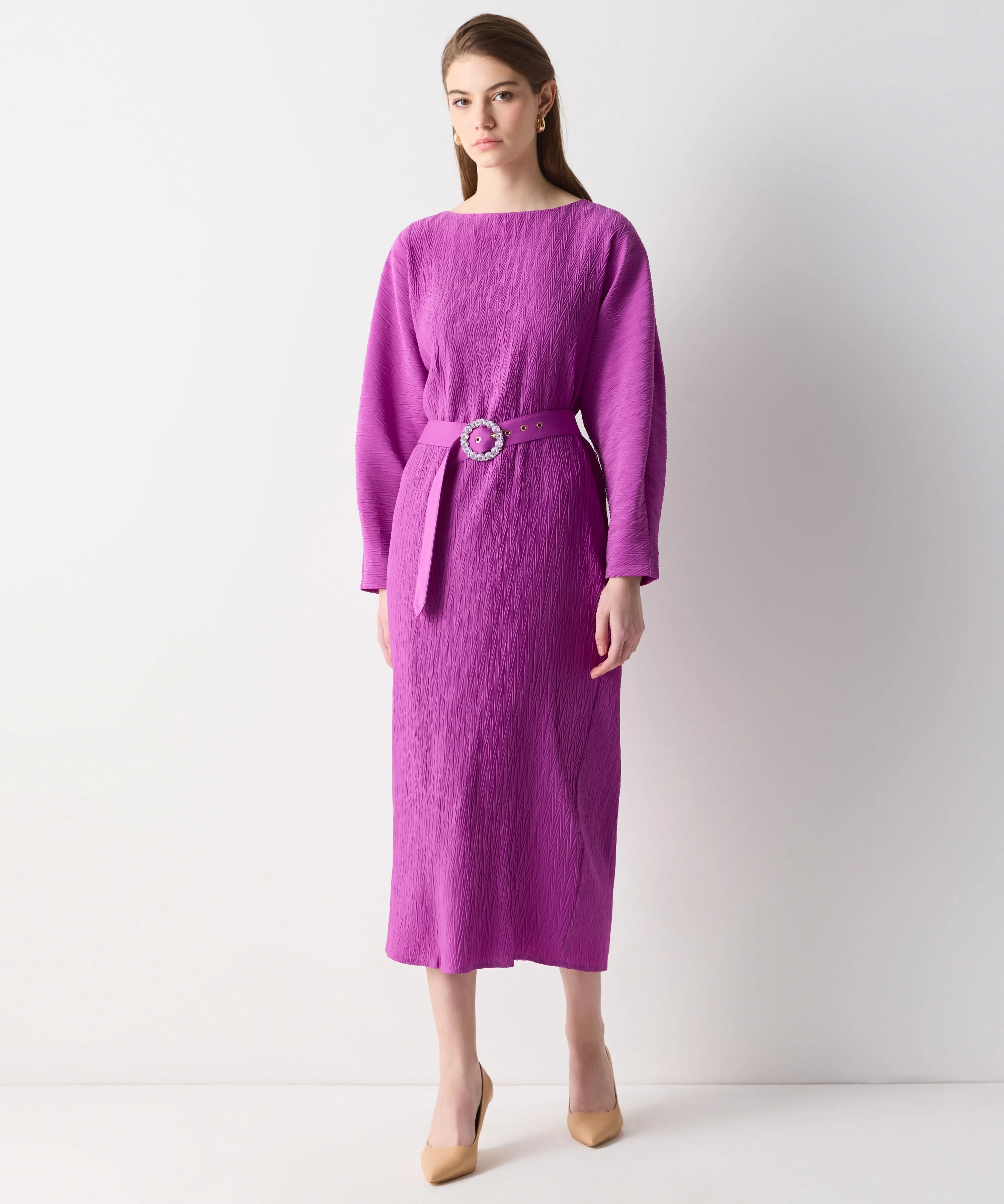 Ipekyol Straight Cut Belted Dress Purple