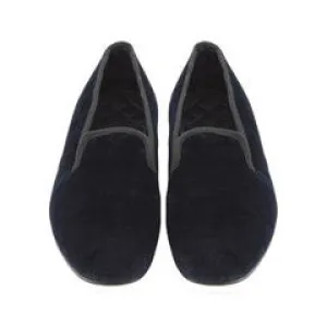 KNIGHTSBRIDGE NAVY VELVET SLIPPER