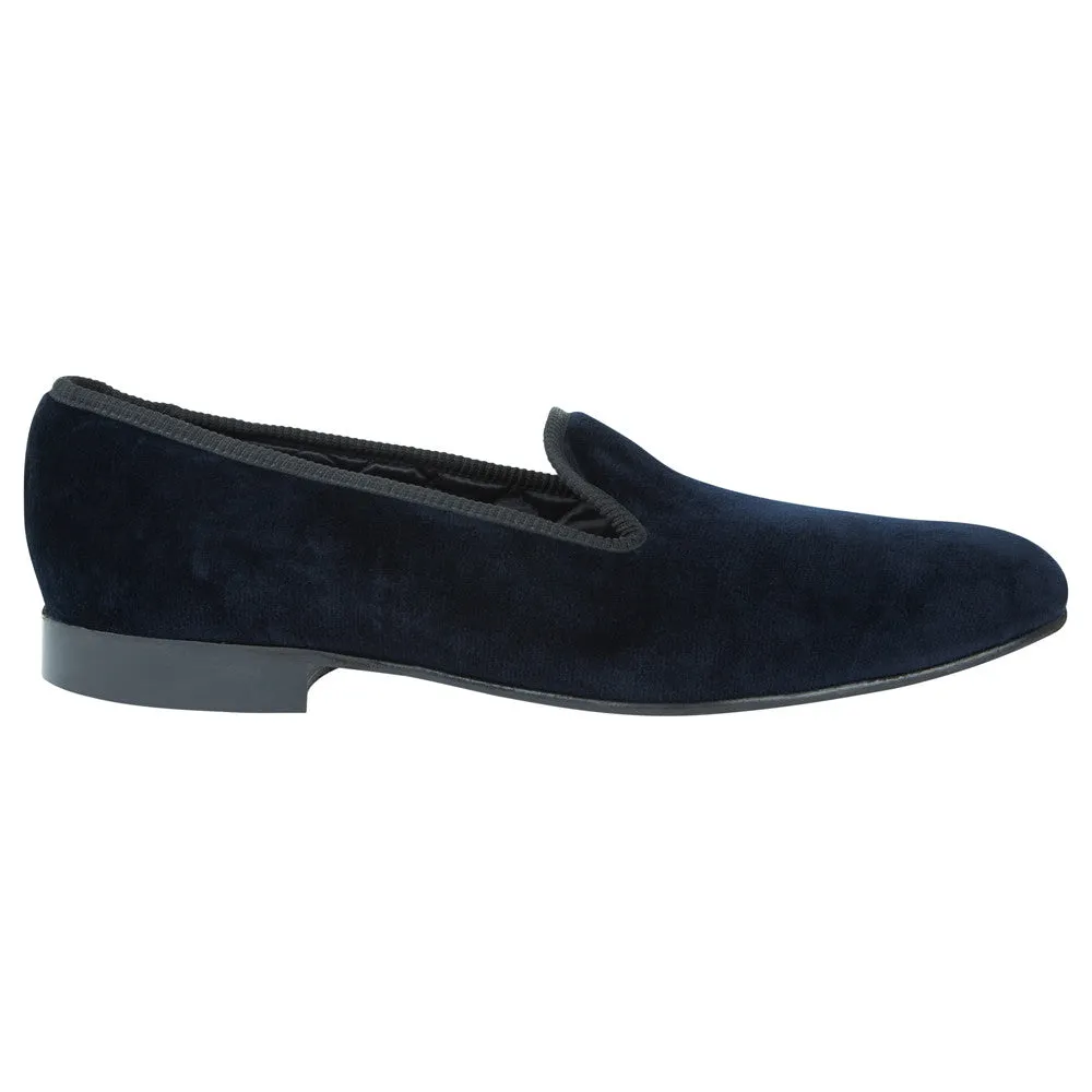 KNIGHTSBRIDGE NAVY VELVET SLIPPER