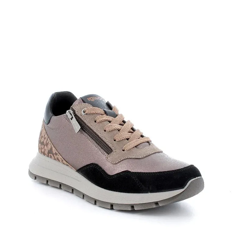 Ladies IGI & Co Lace Up Trainers Sneakers Bronze Combo Zip 6672566 sale