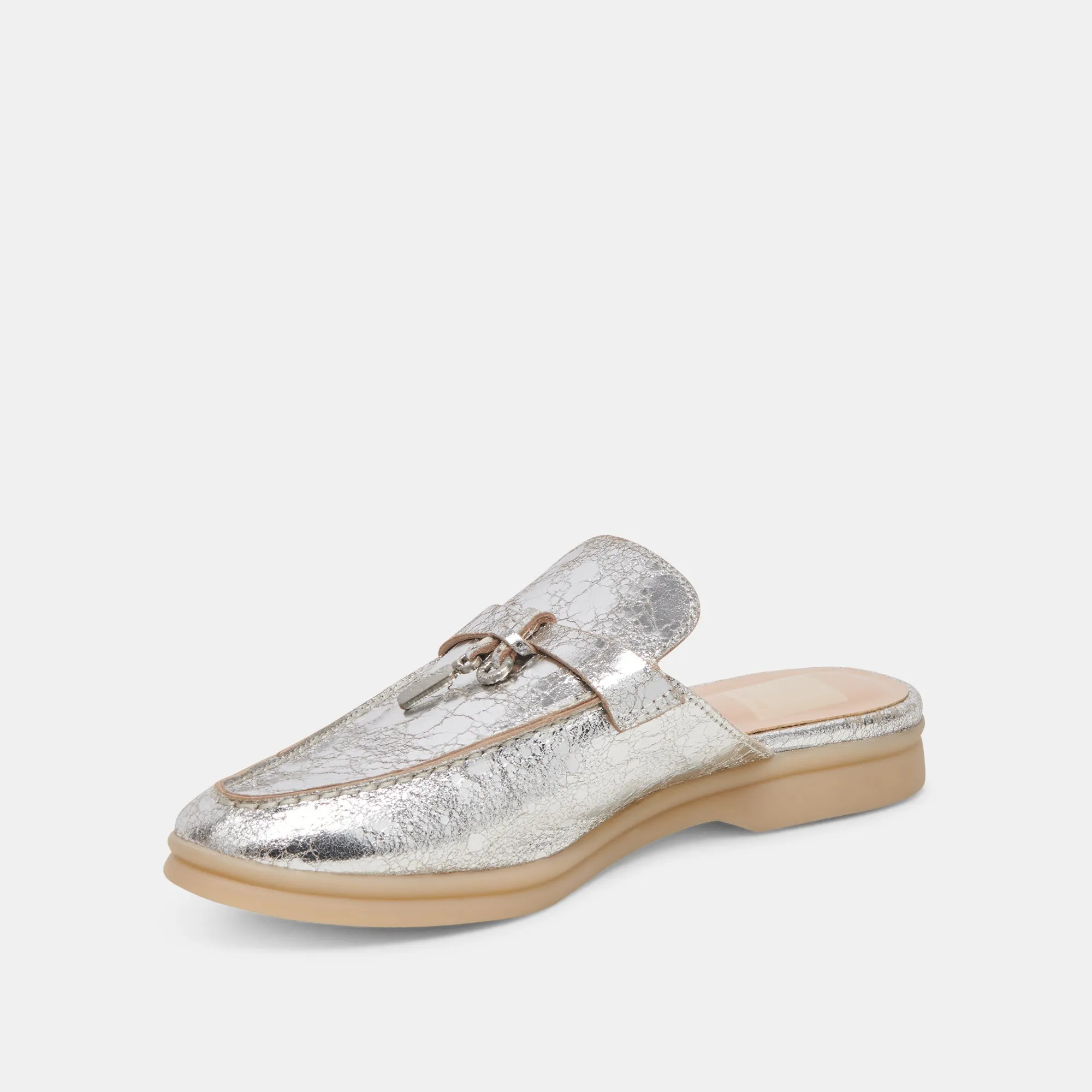 LASAIL FLATS SILVER DISTRESSED LEATHER