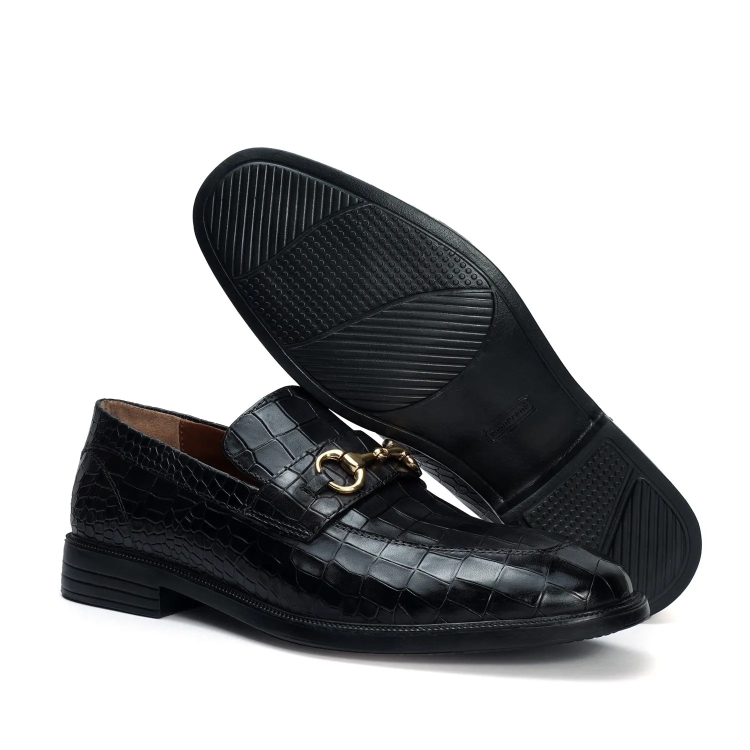 Light Weight Black Loafer in Deep Cut Leather