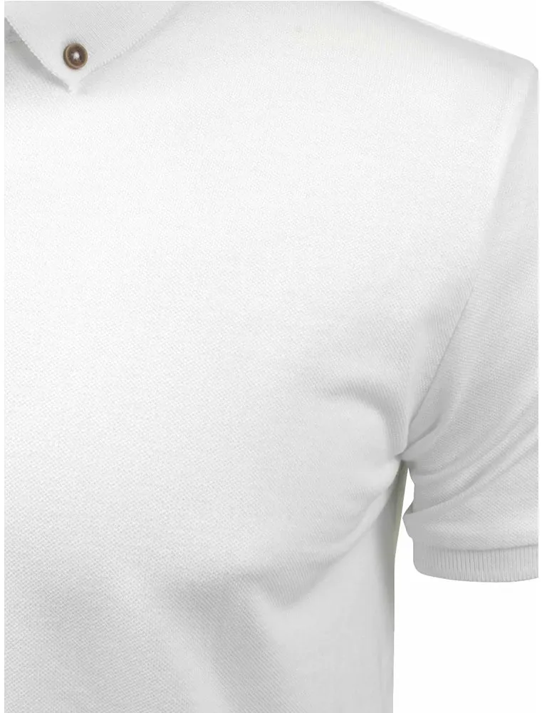 Link Pique Cotton Polo Shirt in White