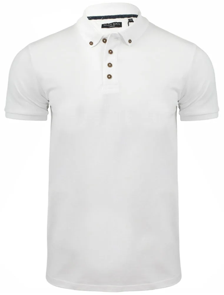 Link Pique Cotton Polo Shirt in White