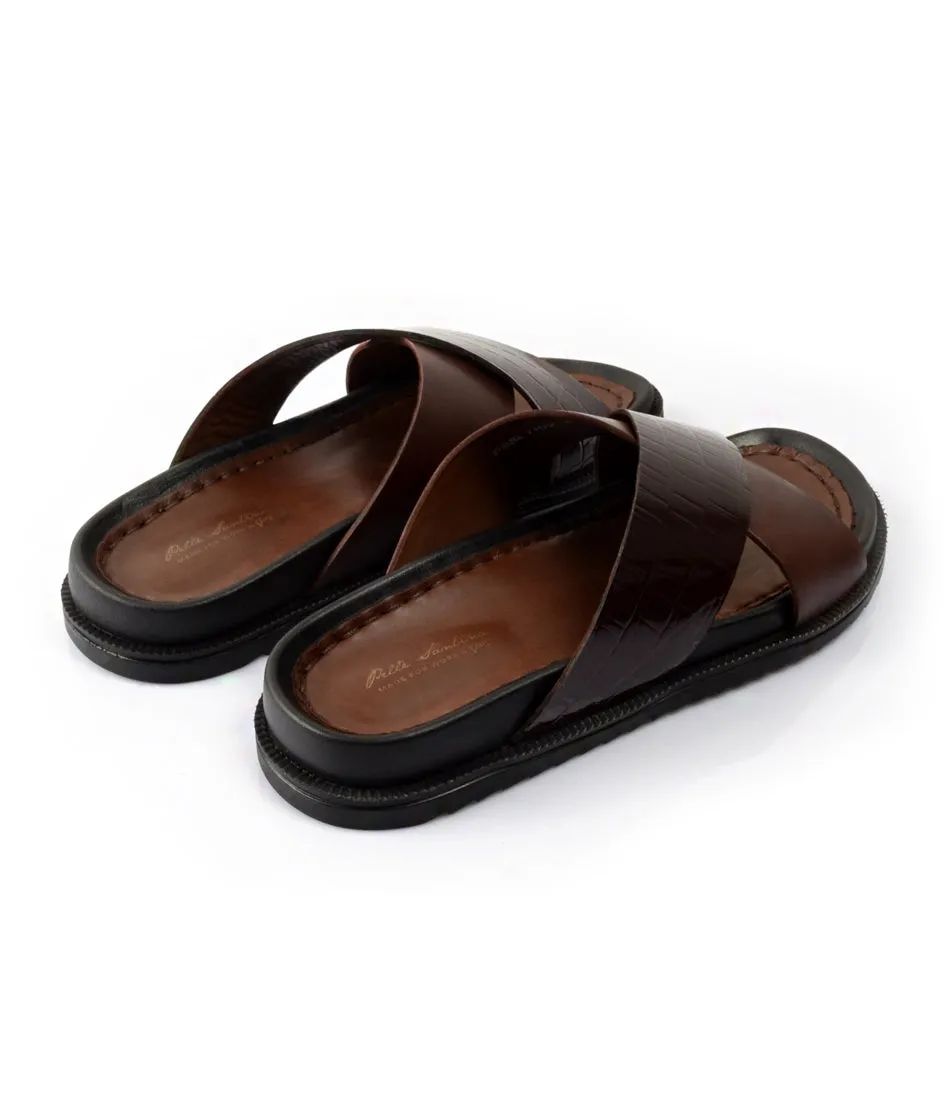 Milano Leather Slippers - Brown