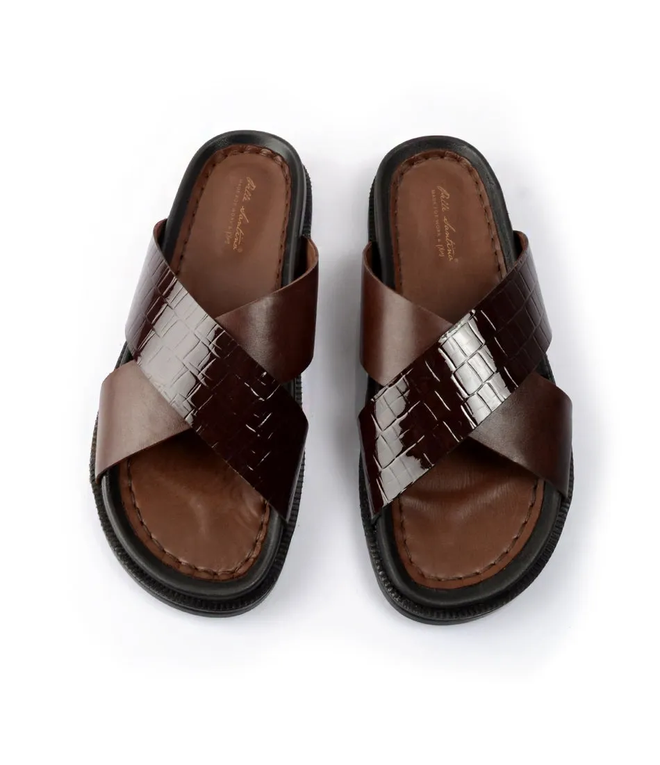 Milano Leather Slippers - Brown