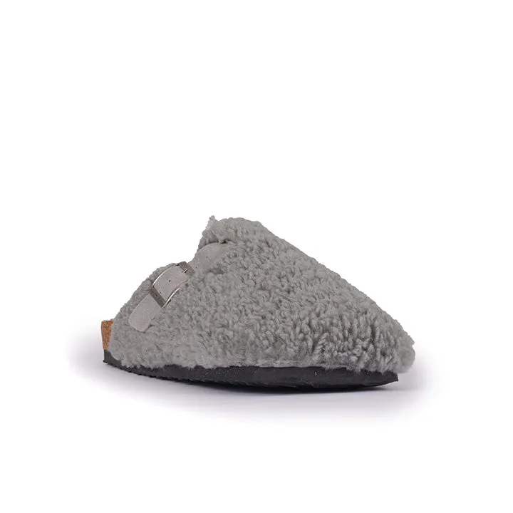 Miley - Borg Fleece Clog Slipper - Grey