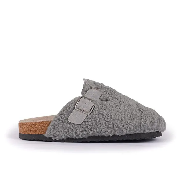 Miley - Borg Fleece Clog Slipper - Grey